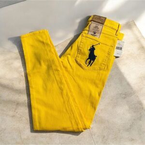 Polo Ralph Lauren Women’s Tompkins Skinny High-Rise Jeans –Bright Yellow – Sz 27